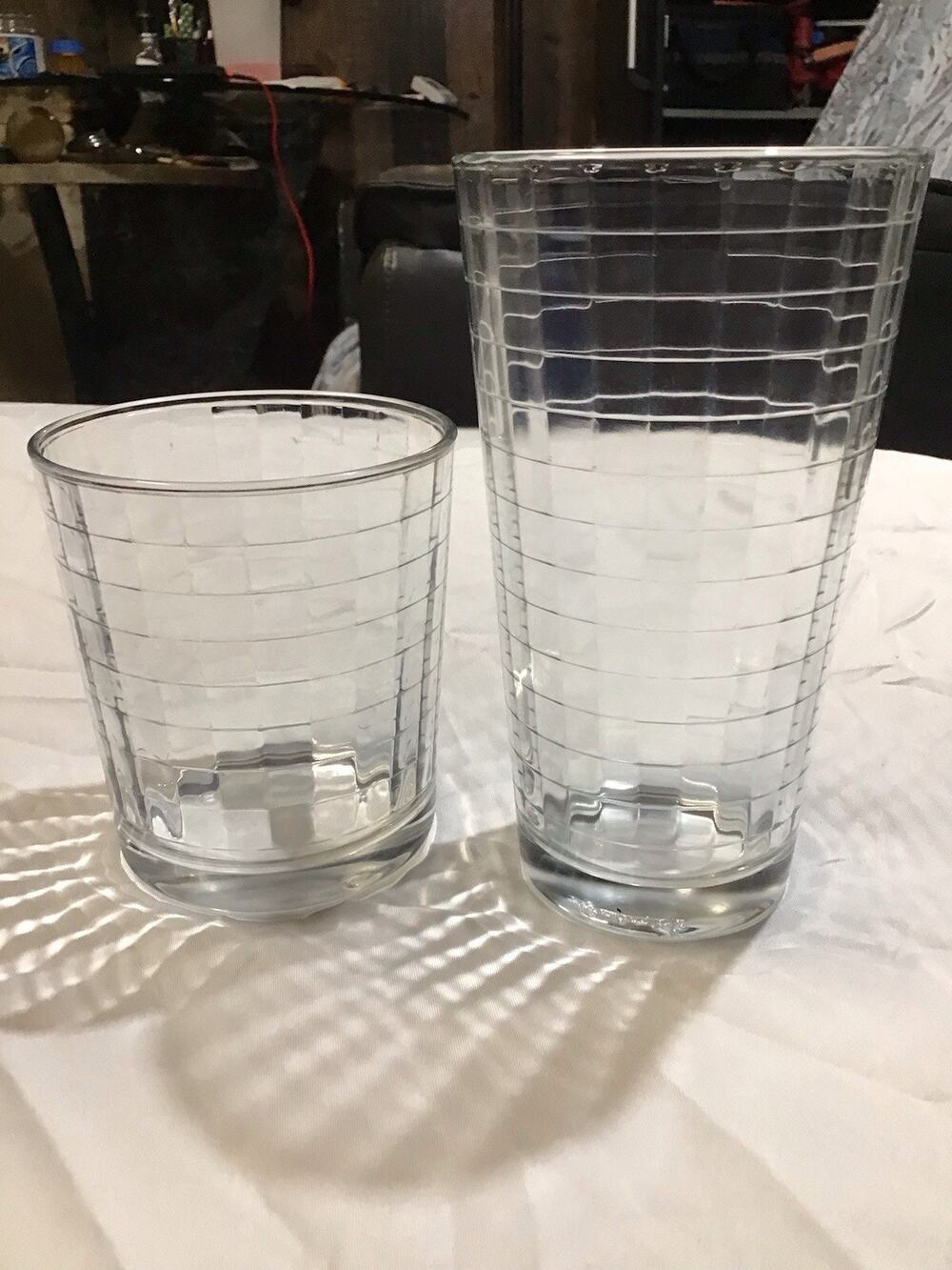 2 Pasabahce Block Optic Glasses Highball Tumbler & Rocks Glass Set Clear Glass